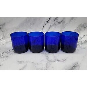 Vintage Libbey Metropolitan Cobalt Blue Round Bottom Old Fashioned Glasses 4
